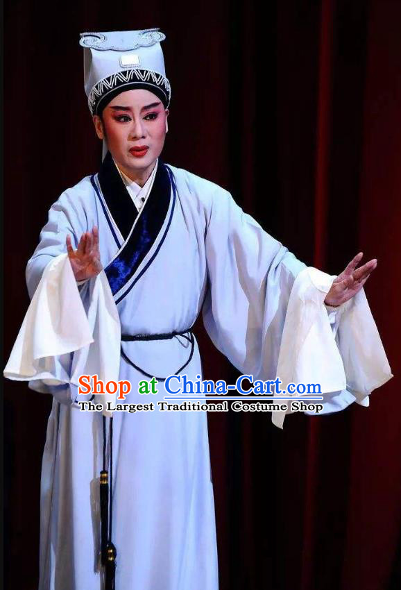 Chinese Beijing Opera Scholar Garment Kun Opera Jade Hairpin Apparels Young Male Pan Bizheng Costumes and Hat