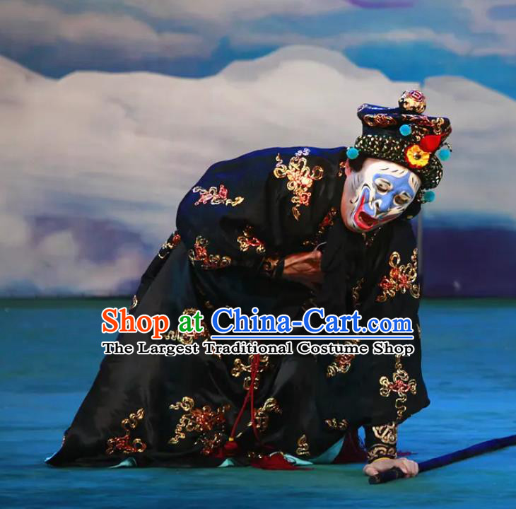 Chinese Peking Opera Havoc In Heaven Martial Men Monkey King Costumes Sun Wukong Black Garment Apparels and Headdress