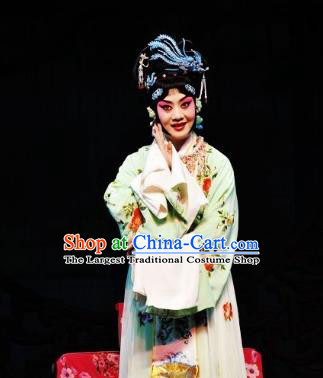 Chinese Traditional Peking Opera Diva Green Dress Garment Apparel Butterfly Fairy Tale Hua Tan Zhu Yingtai Costumes and Headwear