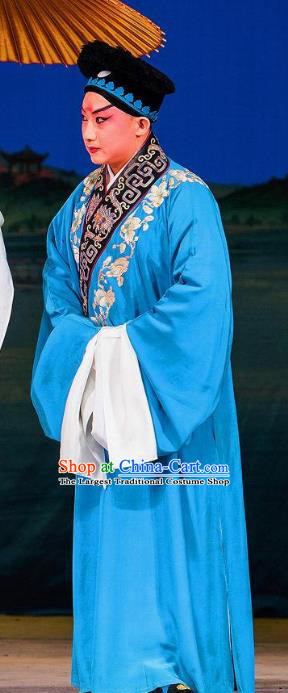 Chinese Beijing Opera Scholar Xu Xian Garment Henan Opera Legend of the White Snake Young Men Apparels Costumes and Hat