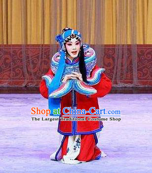 Traditional Chinese Peking Opera Susan Left Hongtong County Female Prisoner Costumes Apparel Young Lady Garment and Headwear