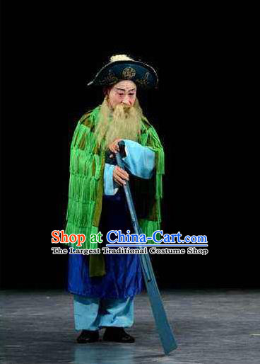 Chinese Beijing Opera Elderly Male Garment Henan Opera Legend of the White Snake Apparels Fisherman Costumes and Hat