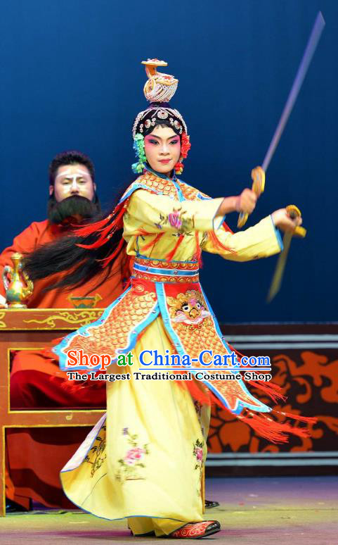 Traditional Chinese Peking Opera Wudan Dress Farewell My Concubine Costumes Martial Female Yu Ji Garment and Headwear