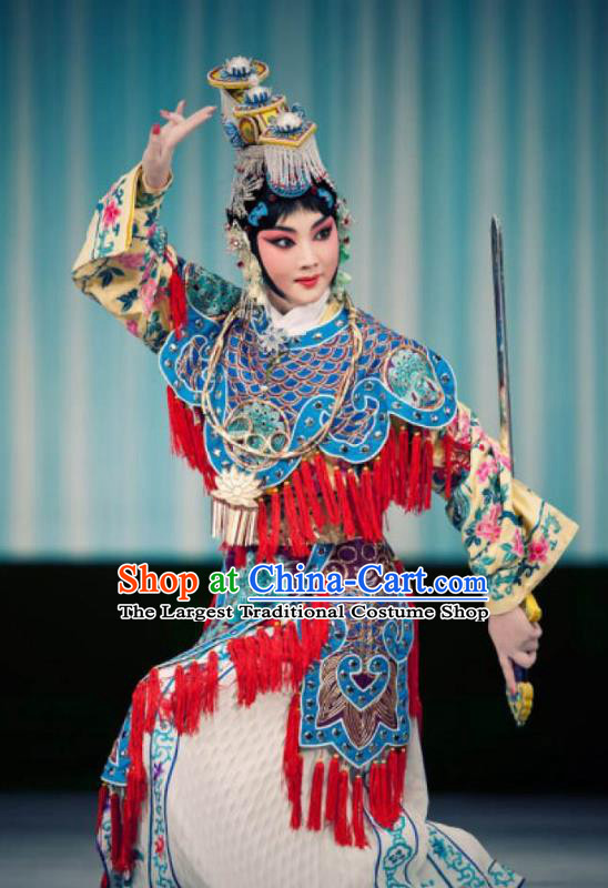 Traditional Chinese Peking Opera Martial Actress Dress Farewell My Concubine Costumes Wudan Yu Ji Garment and Headwear