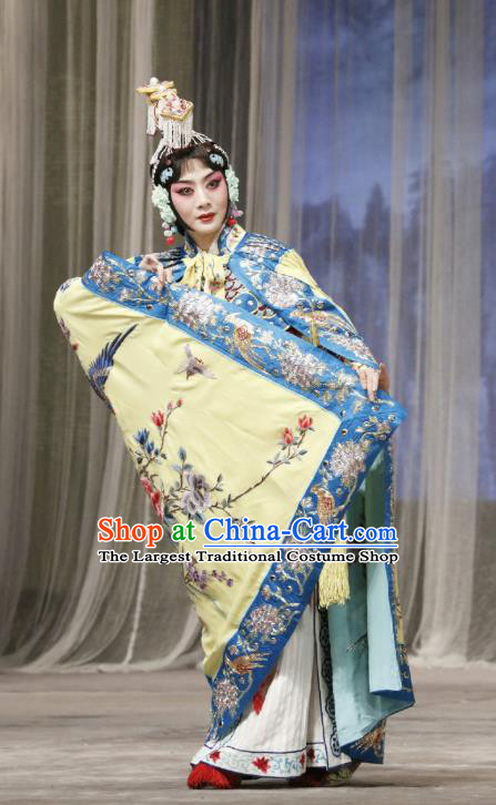 Traditional Chinese Peking Opera Actress Garment Dress Farewell My Concubine Martial Lady Yu Ji Costumes with Cloak and Headdress