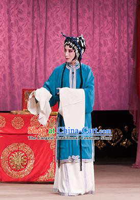 Traditional Chinese Peking Opera Tsing Yi Judge Bao and the Qin Xianglian Case Costumes Apparel Distress Maiden Garment and Headwear