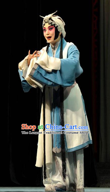 Traditional Chinese Peking Opera Distress Maiden Judge Bao and the Qin Xianglian Case Costumes Apparel Tsing Yi Garment and Headwear