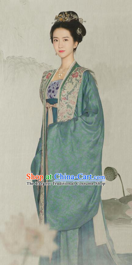 Ancient Chinese Imperial Consort Miao Apparel Historical Costumes and Headwear Drama Serenade of Peaceful Joy Song Dynasty Garment