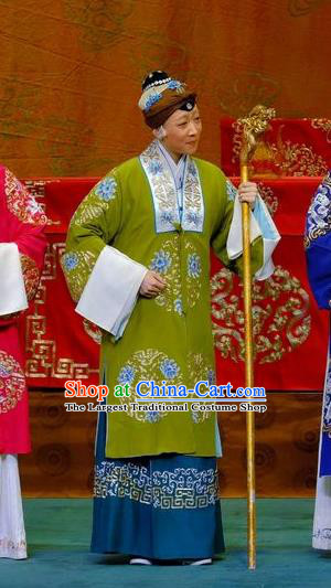 Chinese Traditional Peking Opera Elderly Women Garment Costumes Yangmen Female General Countess She Saihua Apparels and Headpieces