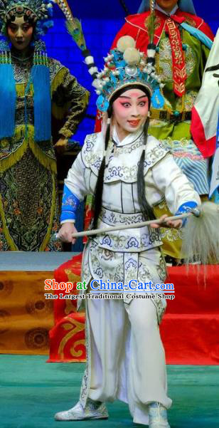 Chinese Peking Opera Martial Young Men Apparels Yangmen Female General Costumes Wusheng Takefu Yang Wenguang Garment and Headwear
