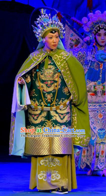 Chinese Traditional Peking Opera Countess She Saihua Yangmen Female General Garment Costumes Elderly Female Apparels and Headwear