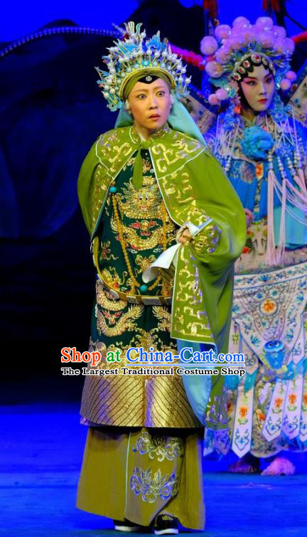 Chinese Traditional Peking Opera Countess She Saihua Yangmen Female General Garment Costumes Elderly Female Apparels and Headwear