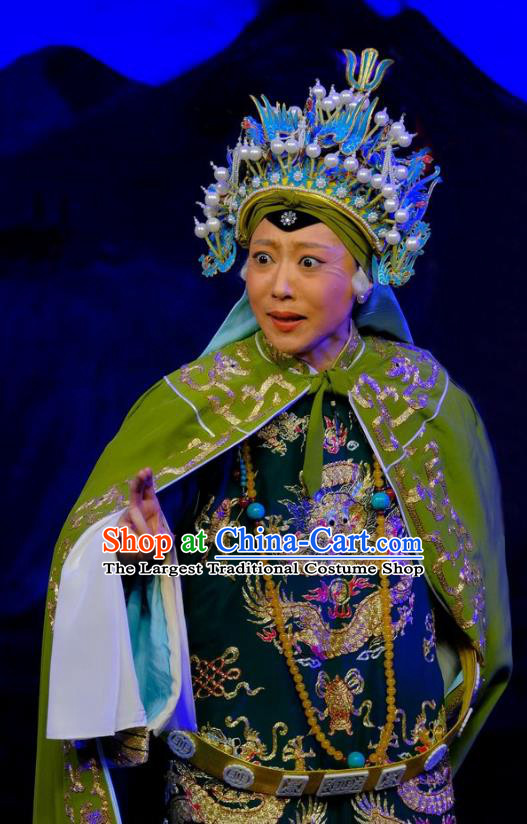 Chinese Traditional Peking Opera Countess She Saihua Yangmen Female General Garment Costumes Elderly Female Apparels and Headwear