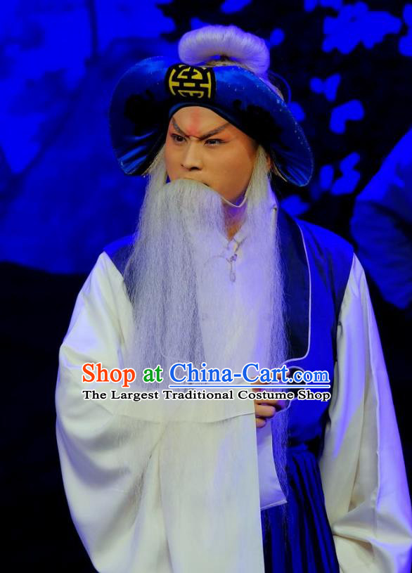 Chinese Peking Opera Elderly Men Apparels Yangmen Female General Costumes Laosheng Garment and Hat Complete Set