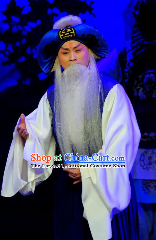 Chinese Peking Opera Elderly Men Apparels Yangmen Female General Costumes Laosheng Garment and Hat Complete Set
