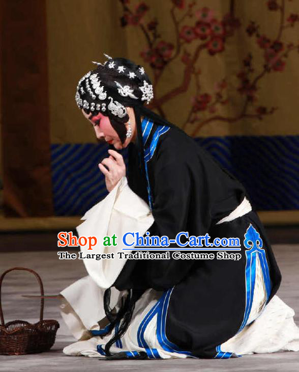 Chinese Traditional Peking Opera Wujiapo Tsing Yi Garment Costumes Distress Women Wang Baochuan Apparels and Headwear