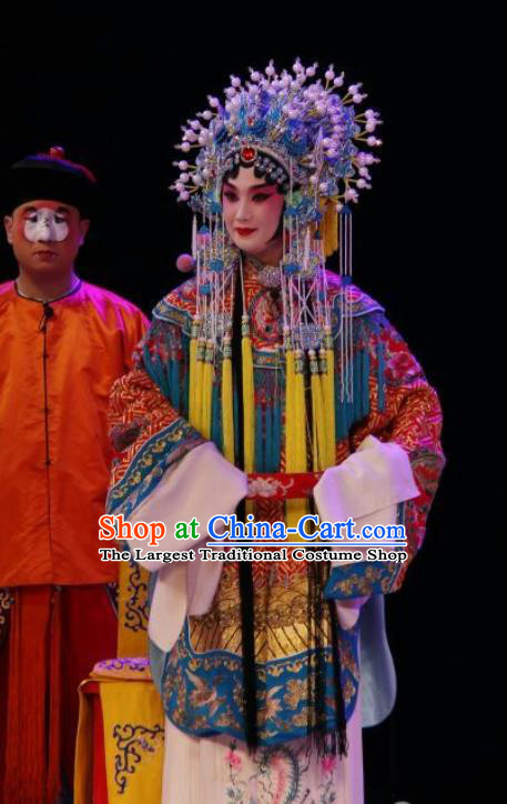 Chinese Traditional Peking Opera Hua Tan Wedding Costumes Wujiapo Princess Daizhan Apparels Garment and Headdress