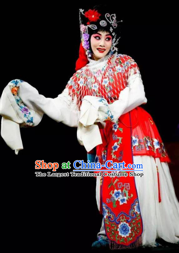 Chinese Traditional Peking Opera Young Beauty Costumes Matchmaker Garment Hua Tan Dress Apparels and Headpieces
