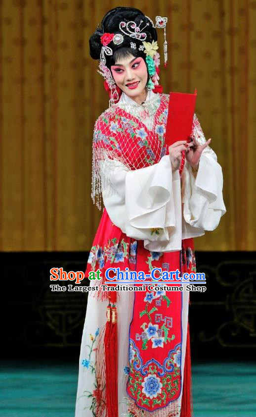 Chinese Traditional Peking Opera Young Beauty Costumes Matchmaker Garment Hua Tan Dress Apparels and Headpieces