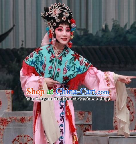 Chinese Traditional Peking Opera Servant Girl Costumes Matchmaker Garment Young Lady Pink Dress Apparels and Headdress