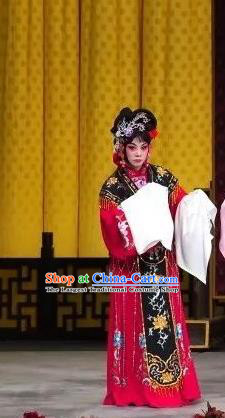 Chinese Traditional Peking Opera Female Xiaodan Apparels Costumes Matchmaker Garment Servant Girl Red Dress and Headdress