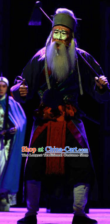 Chinese Peking Opera Old Men Costumes The Revenge of Prince Zi Dan Poor Elderly Male Garment Apparels and Headwear