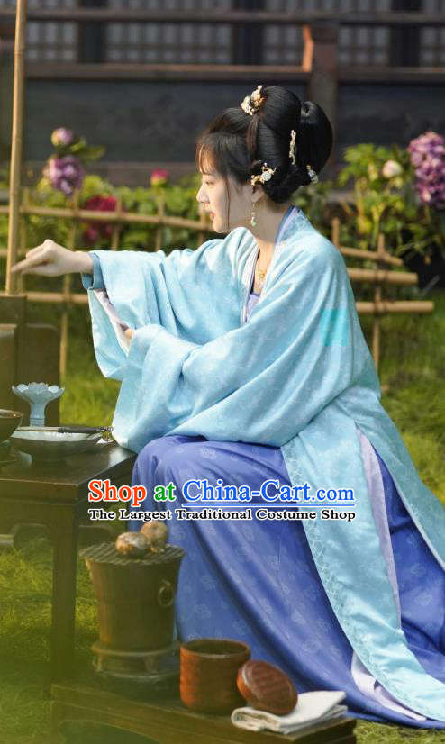 Ancient Chinese Song Dynasty Princess Costumes Historical Drama Serenade of Peaceful Joy Zhao Huirou Garment and Headpieces
