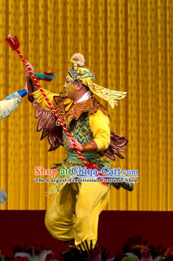 Chinese Peking Opera Takefu Wu Sheng Costumes The Fire Fenix Apparels Martial Male Actor Garment and Headwear