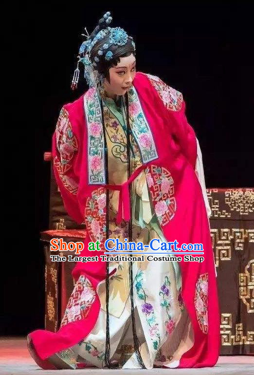 Chinese Kun Opera Bride Costumes Garment The Fragrant Companion Peking Opera Hua Tan Wedding Dress Apparels and Hair Ornaments