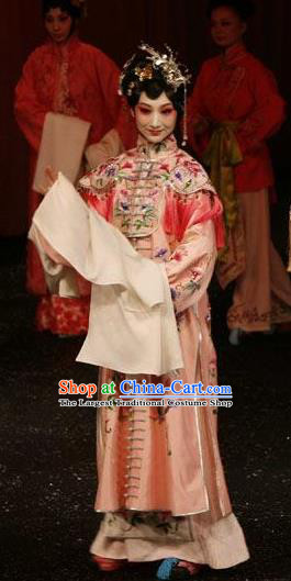 Chinese Kun Opera Patrician Female The Fragrant Companion Apparels Costumes Peking Opera Hua Tan Noble Lady Pink Dress Garment and Headwear