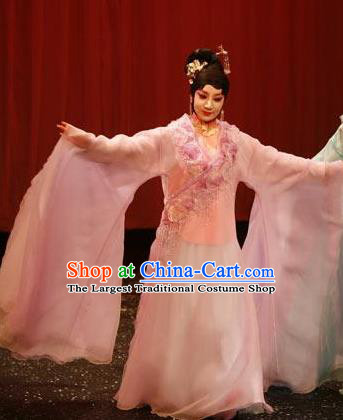 Chinese Kun Opera The Fragrant Companion Apparels Costumes Peking Opera Hua Tan Patrician Female Pink Dress Garment and Headpieces