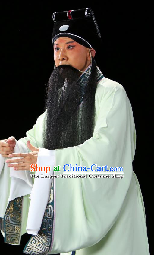 Chinese Historical Beijing Opera Adviser Costumes Cao Cao And Yang Xiu Apparels Elderly Male Role Garment and Hat