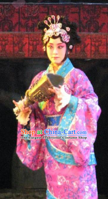 Chinese Beijing Opera Court maid Hanfu Dress Costumes Zeng Houyi Peking Opera Hua Tan Female Garment Apparels and Hair Accessories