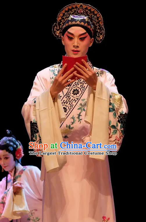 Chinese Peking Opera Scholar Costumes Kun Opera The Fragrant Companion Young Men Niche Fan Jiefu Apparels Garment and Hat