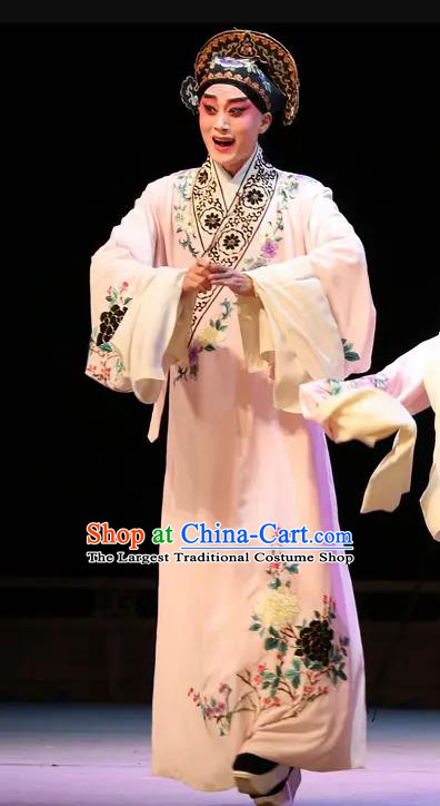 Chinese Peking Opera Scholar Costumes Kun Opera The Fragrant Companion Young Men Niche Fan Jiefu Apparels Garment and Hat