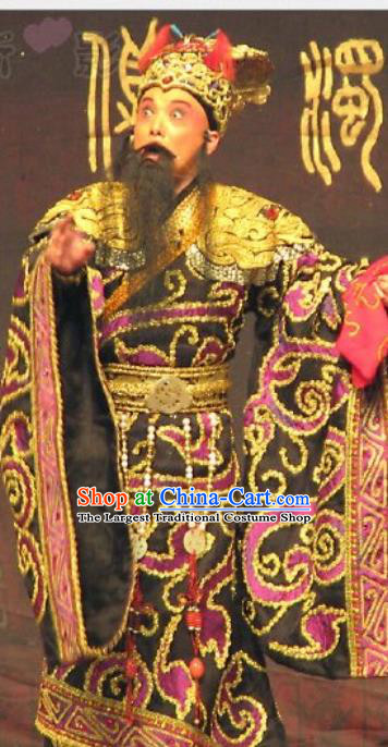 Chinese Historical Beijing Opera King Zeng Houyi Apparels Peking Opera Elderly Male Monarch Garment Costumes and Hat