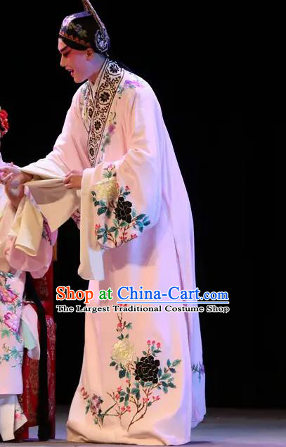 Chinese Peking Opera Scholar Costumes Kun Opera The Fragrant Companion Young Men Niche Fan Jiefu Apparels Garment and Hat