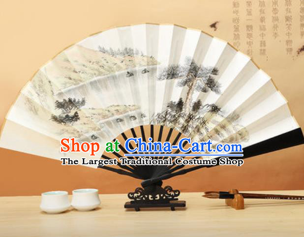 Chinese Traditional Ink Painting Wenge Fans Handmade Accordion Classical Dance Paper Folding Fan