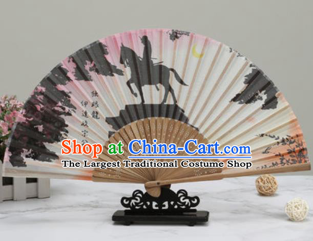 Chinese Traditional Printing Silk Fan Classical Dance Accordion Fans Folding Fan