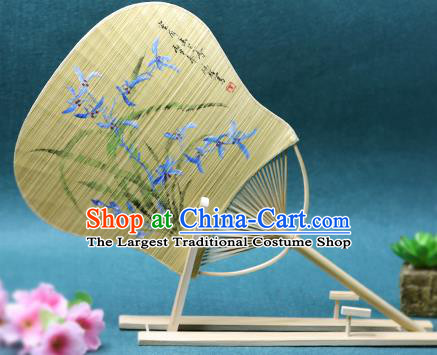Handmade Chinese Ink Painting Orchids Fans Traditional Classical Dance Bamboo Palace Fan for Women