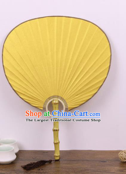 Handmade Chinese Yellow Paper Fans Traditional Classical Dance Fan for Women