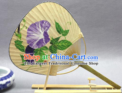 Handmade Chinese Printing Petunia Yellow Paper Fans Traditional Classical Dance Palace Fan for Women
