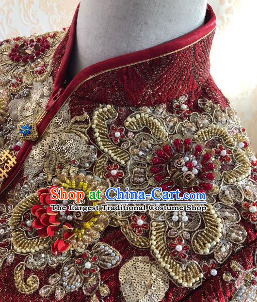 Chinese Traditional Xiu He Suit Red Dress China Ancient Bride Wedding Costume for Women