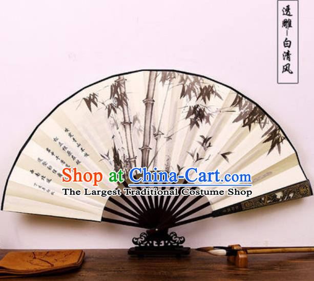 Handmade Chinese Ink Painting Bamboo Carving Fan Traditional Classical Dance Accordion Fans Folding Fan