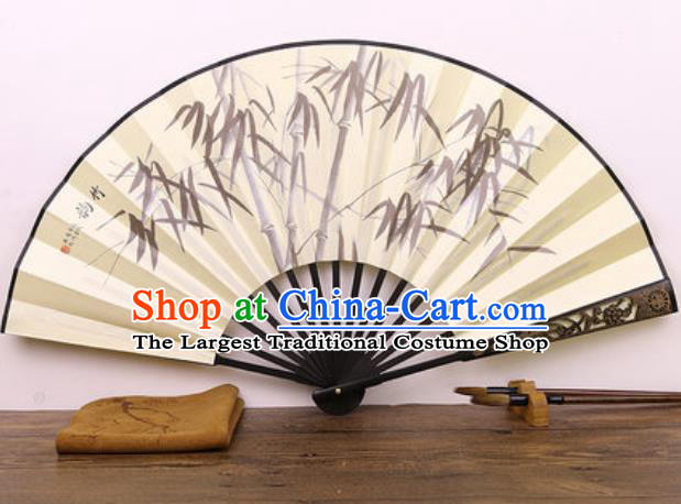 Handmade Chinese Ink Painting Bamboo Carving Fan Traditional Classical Dance Accordion Fans Folding Fan