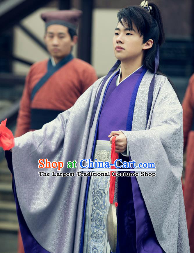 Chinese Ancient Childe Fan Sizhe Drama Qing Yu Nian Joy of Life Replica Costume and Headpiece Complete Set for Men