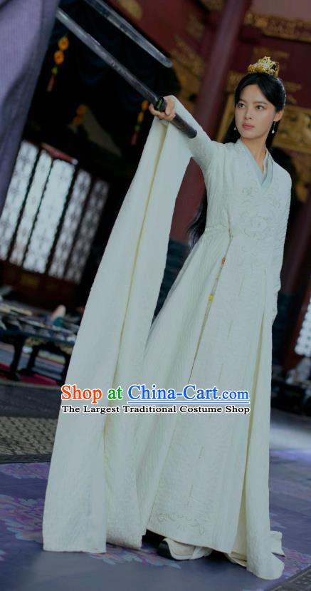 Chinese Ancient Drama Blessed Maiden of Northern Qi Haitang Duoduo Qing Yu Nian Joy of Life Replica Costume and Headpiece Complete Set