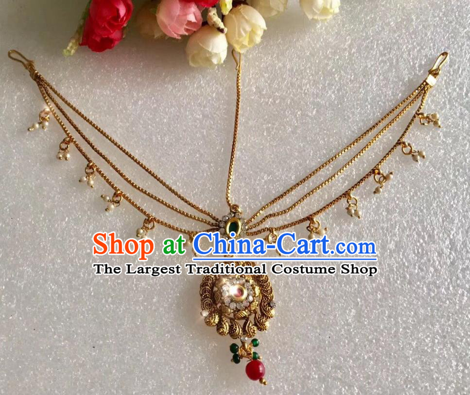 Indian Traditional Wedding Golden Eyebrows Pendant Asian India Bride Headwear Jewelry Accessories for Women