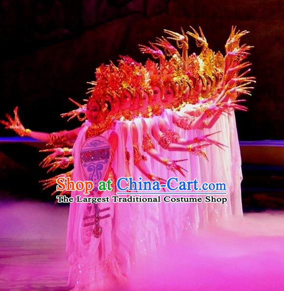 Chinese Traditional Dance Si Lu Hua Yu White Dress Classical Dance Flying Apsaras Stage Performance Costume for Women