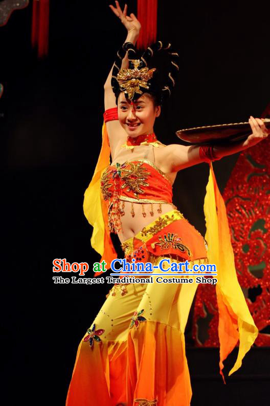Chinese Traditional Dance Playing Pipa Behind Posture Dress Classical Dance Stage Performance Costume for Women